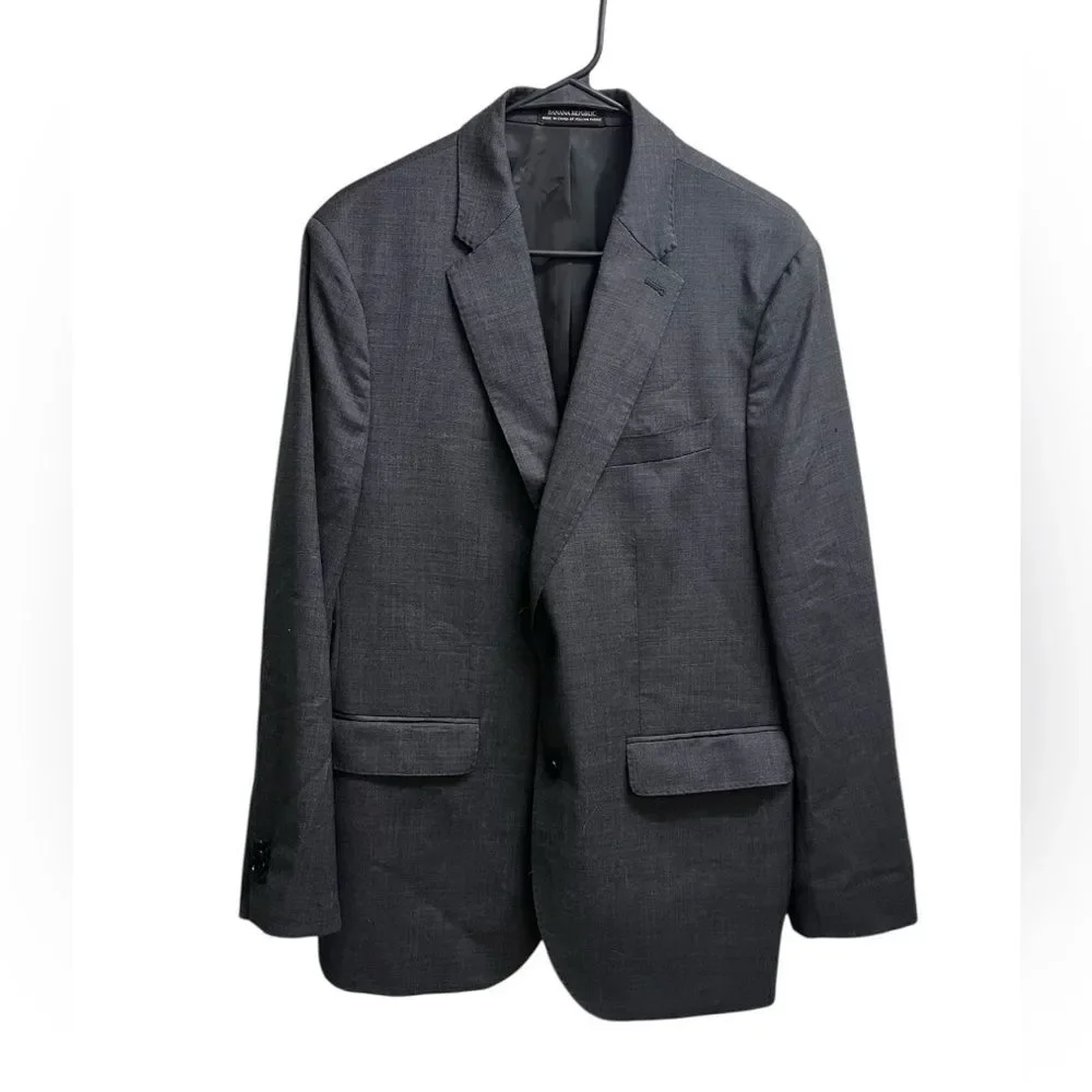 Banana Republic Tailored Slim Signature Italian Nailhead Suit Blazer Gray SZ 42S